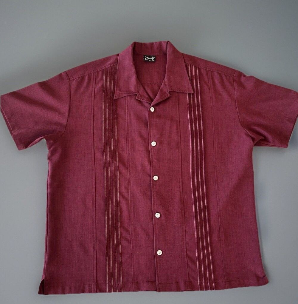 Steady 8 String Burgundy Rockabilly Bowling Shirt Size 2X  Retro Dad Shirt